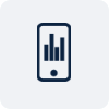 Smartphone with bar chart icon.